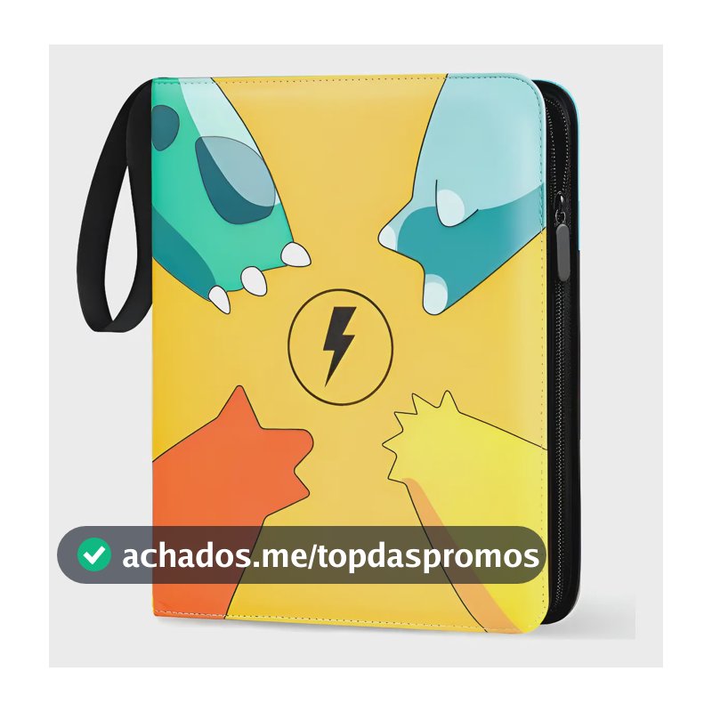 400 Cards Album Pasta Fichario Com Ziper Cartas Pokemon Amarelo Pokemon