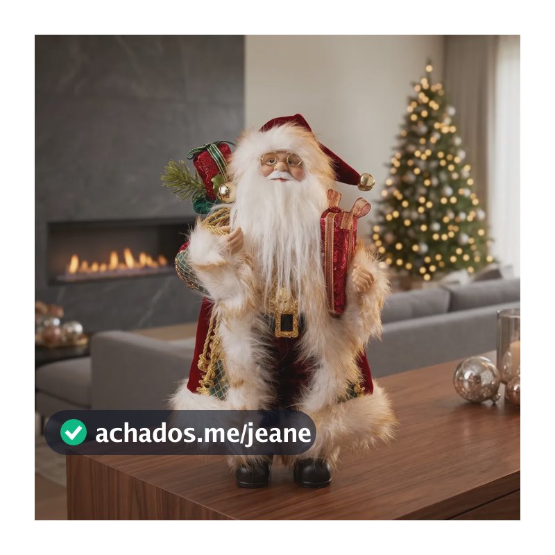 Papai Noel Roupa Vermelha Com Saco E Capa, Modelo Luxo 30cm Vermelho Não Aplicado