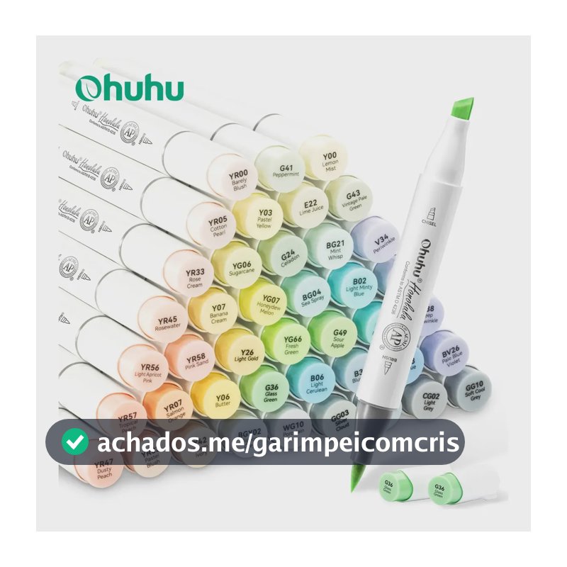 Ohuhu Kit Caneta Marcador Ponta Dupla 48 Pastel Cores
