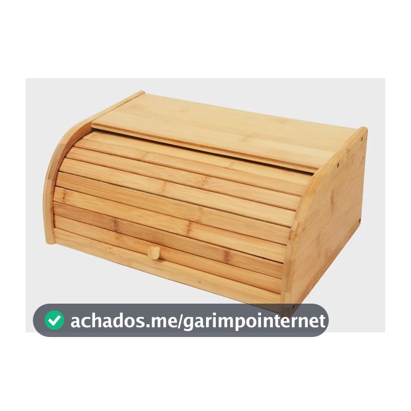 Porta Pão Bambu Com Tampa Retrátil Cor Bege Liso Casa Laura Enxovais