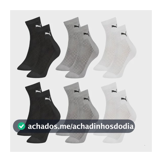Kit 6 Pares Meias Puma Cano Médio Esportiva Algodão Original