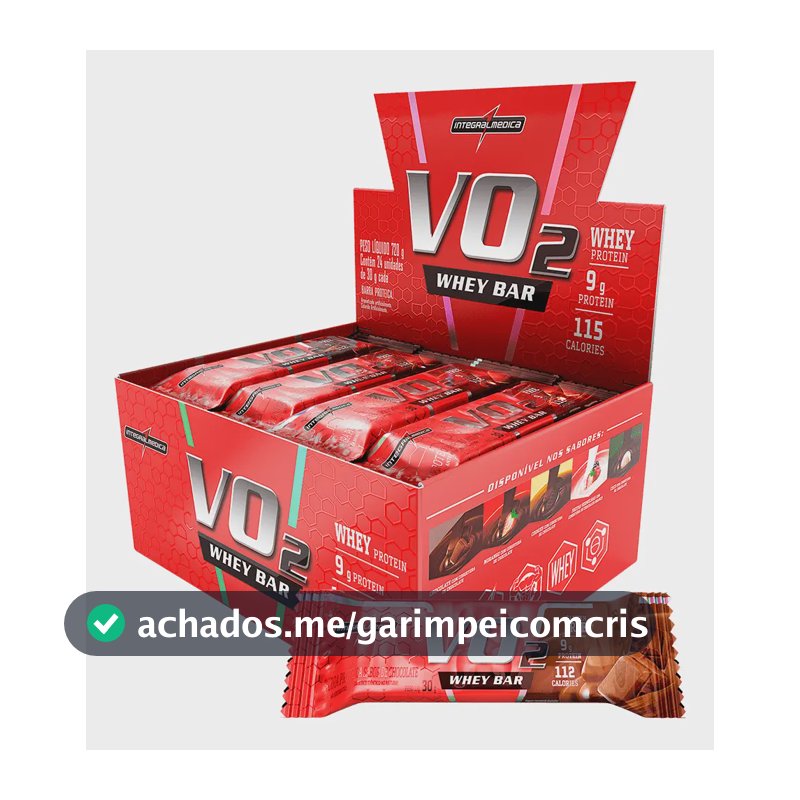 Suplemento Vo2 Whey Bar Chocolate 12 Unidades Integralmédica Chocolate