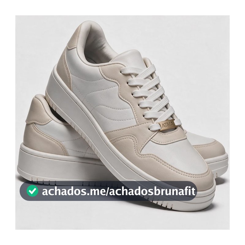 Tênis Feminino Casual Plataforma Atma Confortável Estiloso Branco E Bege Liso 37 Br