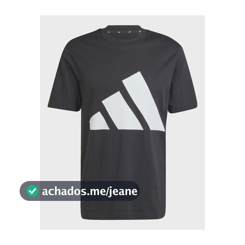Camiseta Masculina Logotipo Essentials Grande adidas Preto Caveira P Liso