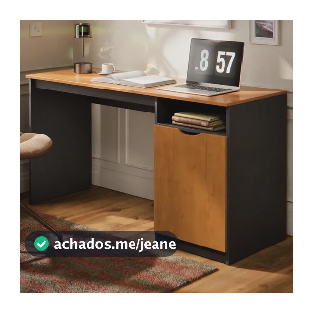 Escrivaninha Maxi Para Computador/notebook Home Office Com Porta E Nicho Mesa De Escritório Compacta Para Estudo Cor Preto Canela Preto/nature