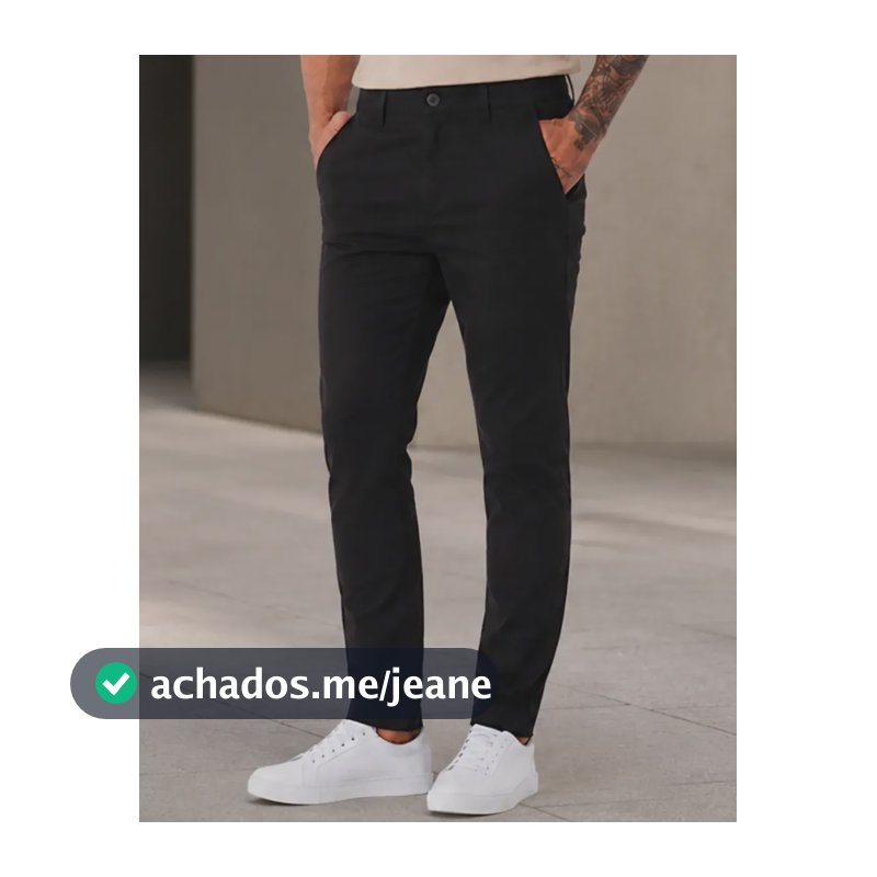 Calça Sarja Masculina Social Slim Elastano Bolso Embutido Sarja Preta 42