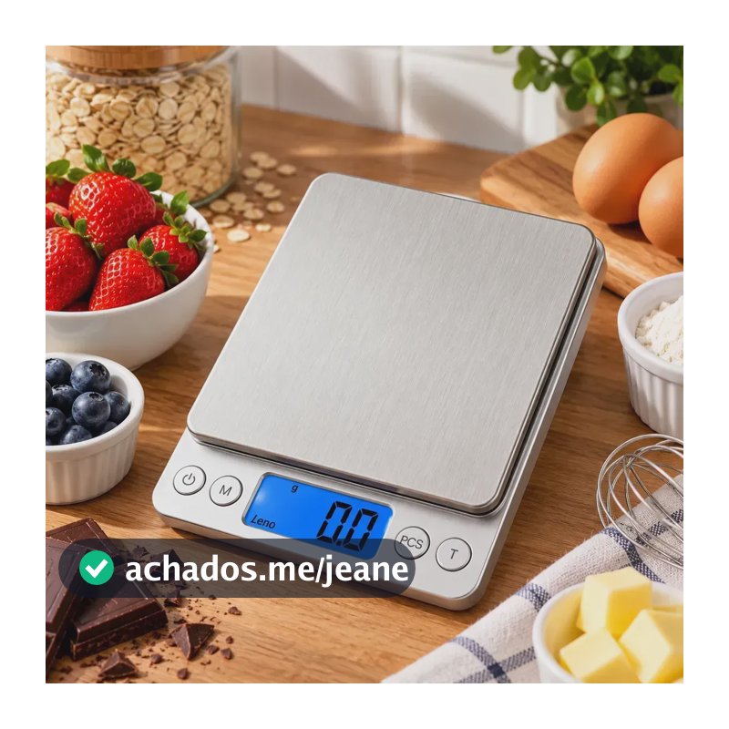 Balança De Precisão 0,1g A 3kg Cozinha Inox 2 Pilhas Inclusa Cinza 3 Kg