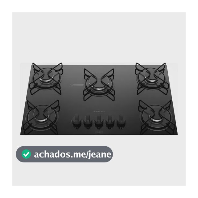 Cooktop Gás 5 Bocas Atlas Mônaco Preto Preto 127/220v