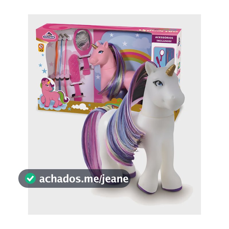 Boneco Unicórnio Fantasy Adijomar 20cm Com Acessórios Para Pentear