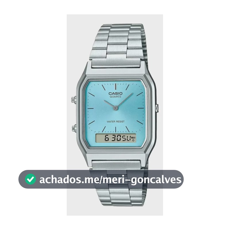 Relógio Casio Unissex Azul Tifany Aq-230a-2a1mqydf Prateado Azul-celeste