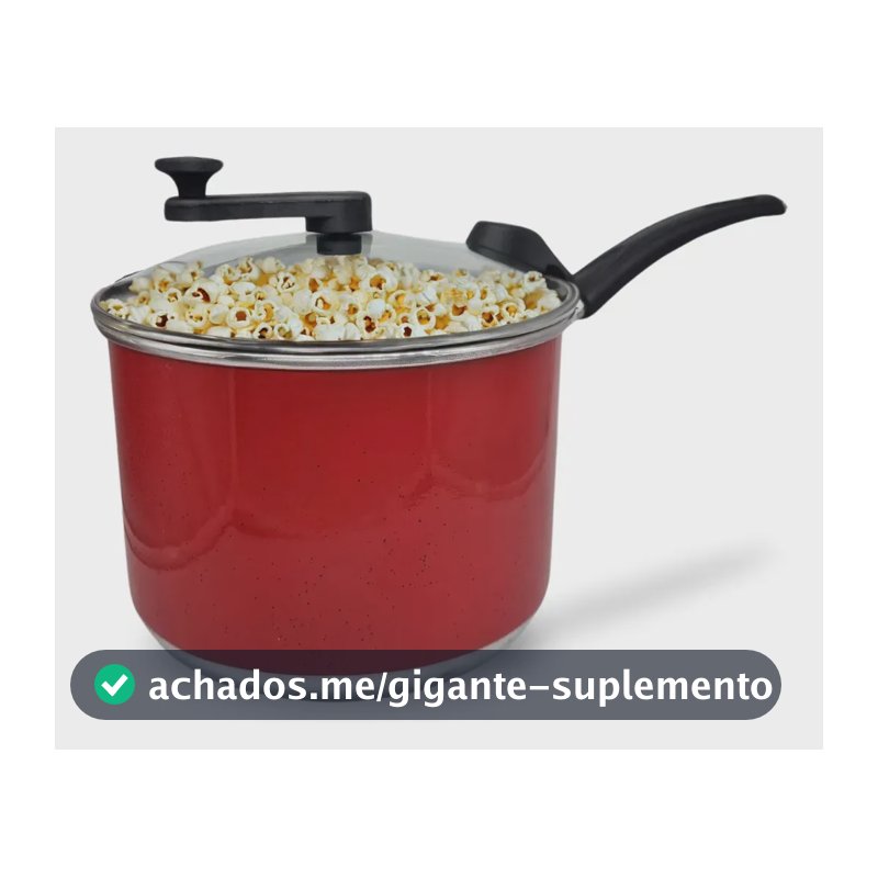 Panela Pipoca Pipoqueira N°20 Preto Liso Com Tampa De Vidro Cor Vermelho