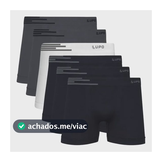 Kit 6 Cuecas Lupo Boxer Poliamida Sem Costura Box Masculina