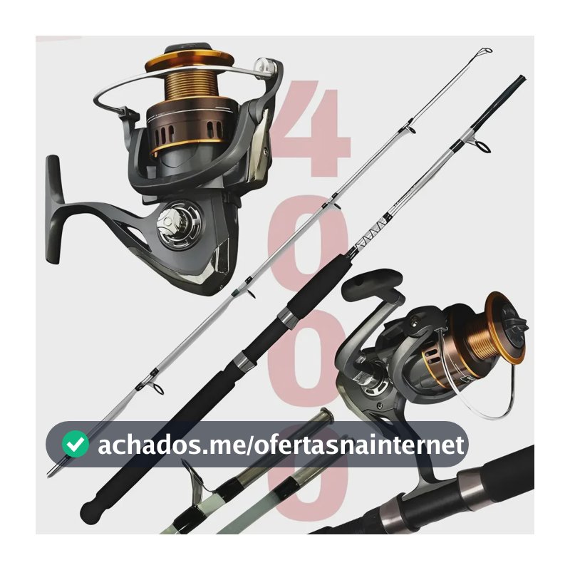 Kit Vara De Pesca Fibra De Vidro Maciça E Molinete 4000 Grafite