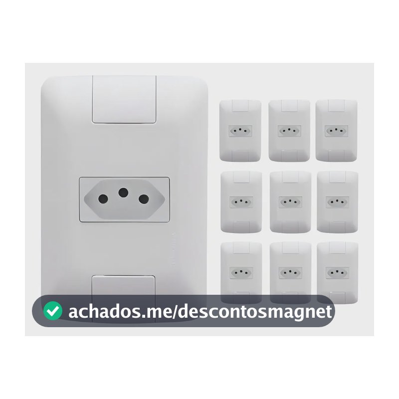 Kit Com 10 Tomadas Simples 10a 250v 2p+t Tramontina Aria Cor Branco