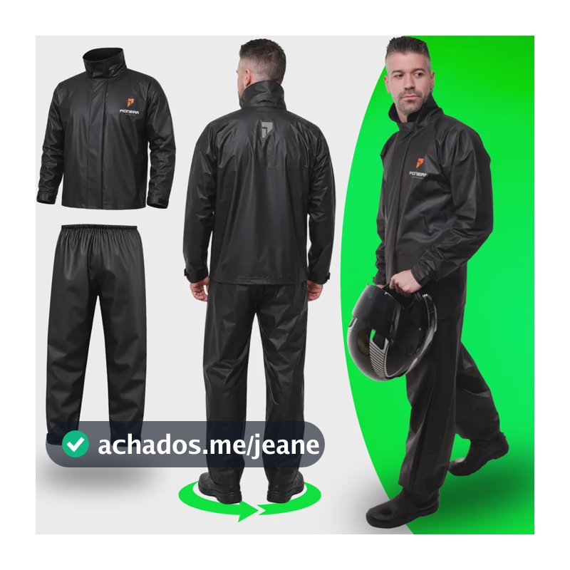 Capa De Chuva Moto Pioneira Impermeável Pvc Motoqueiro Frio Preto Com Laranja Masculino - G