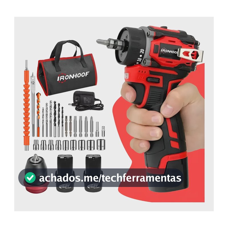 Furadeira Parafusadeira Brushless Sem Fio 16.8v 2 Bateria Vermelho 127/220v