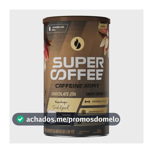 Cafeína Caffeine Army SuperCoffee - Lingua de Gato em pó sabor Chocolate ao leite x 380mL