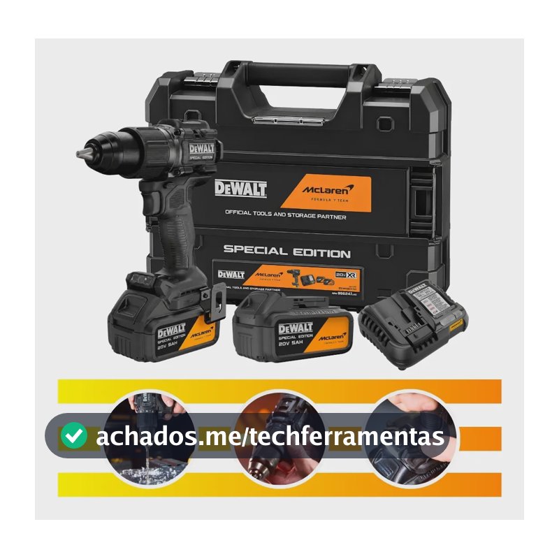 Kit Parafusadeira Furadeira Dcd86mp2t Mclaren Dewalt