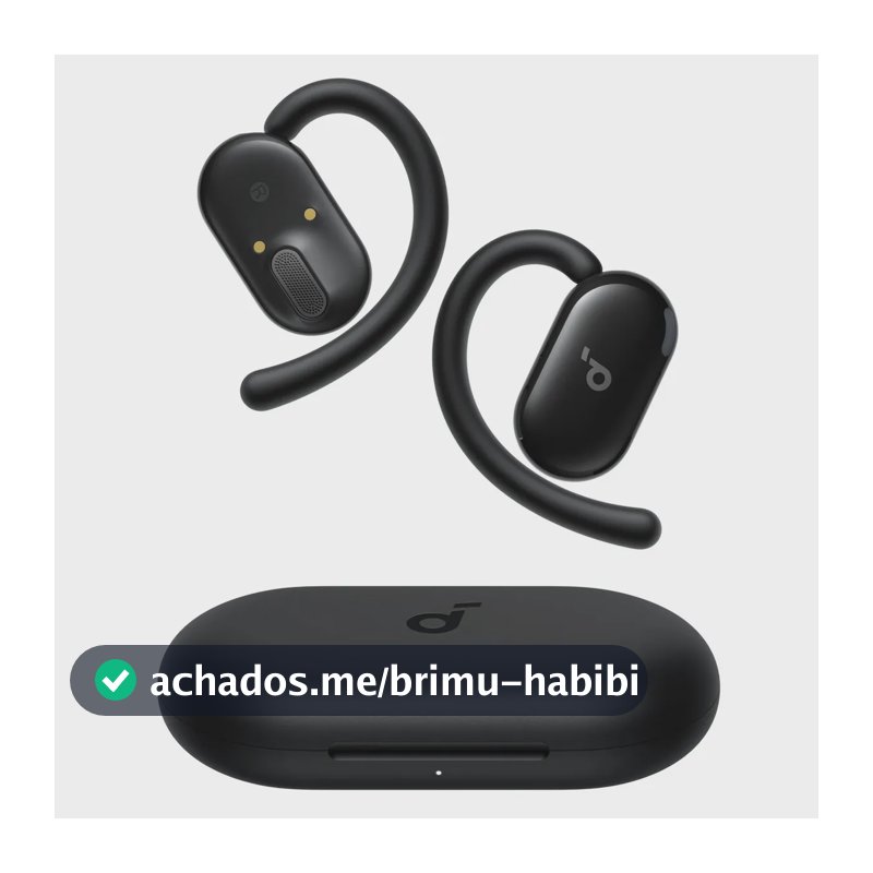 Soundcore V20i da Anker, Fone de Ouvido Bluetooth 5.4 Gamer Aberto Esportivo, LED Sincroniza Música, Graves Potentes 4 Microfones, Ganchos Ajustáveis, Confortável, Encaixe Perfeito, IP55 36H, Preto