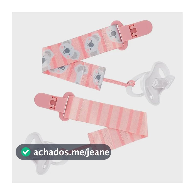Kit 2 Prendedores De Chupeta Buba Coala Rosa 14496