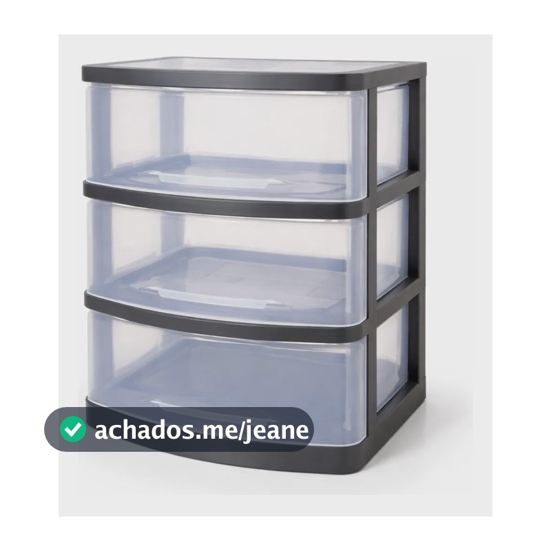 Gaveteiro Organizador Reforçado 3 Gavetas Multiuso  Médio Preto