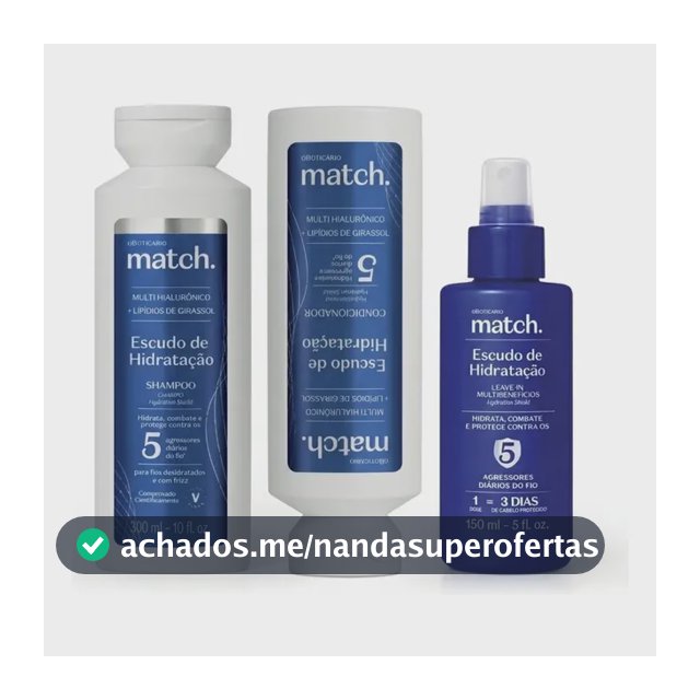 Combo Match Escudo De Hidratação: Shampoo 300ml + Condiciona