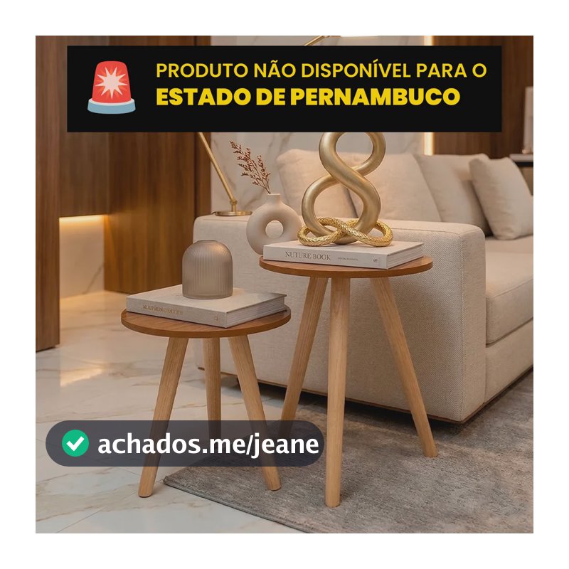 Kit Mesas Laterais Redondas Pé Palito Em Mdf Para Sala Móvel Nature