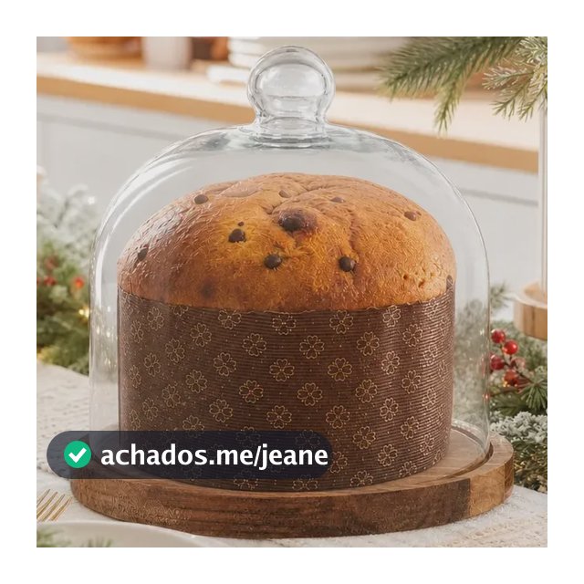 Porta Panetone Vidro E Madeira Teca Panetoneira Natal Marrom