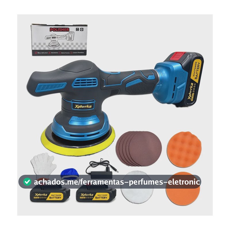 Politriz Elétrica Roto Orbital Sem Fio 6000 Rpm Automotiva Azul 127/220v