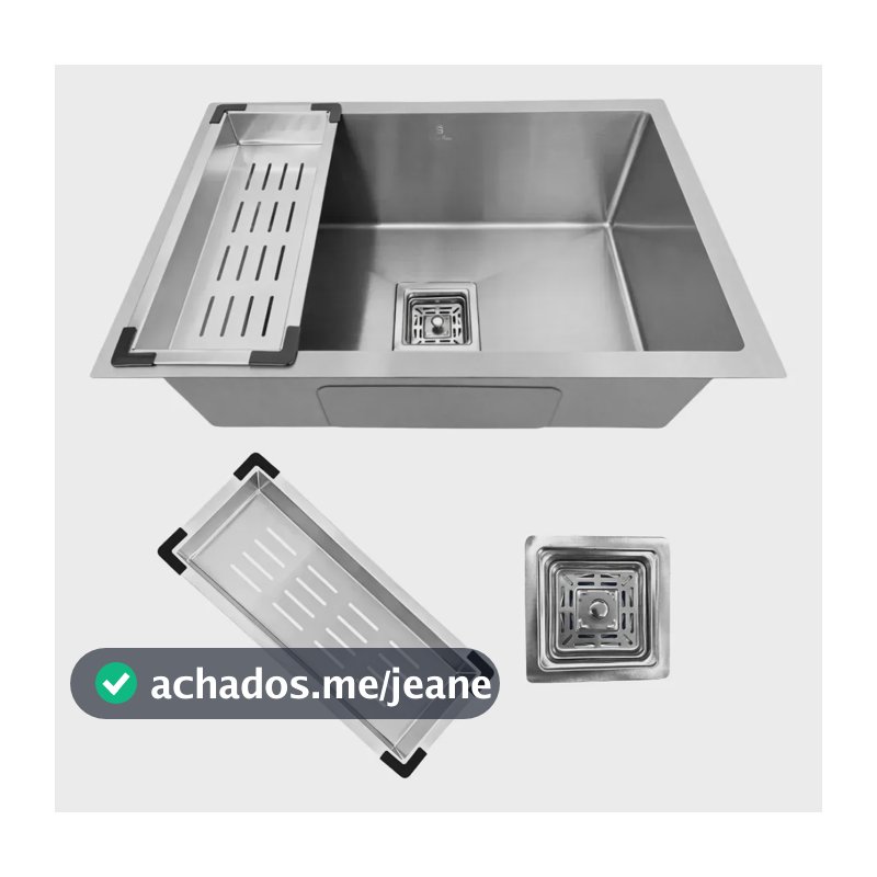 Cuba Pia Gourmet Quadrada Aço Inox 304 Escovada 60x40cm Anti-ruído Com Acessórios Premium Stillus Home