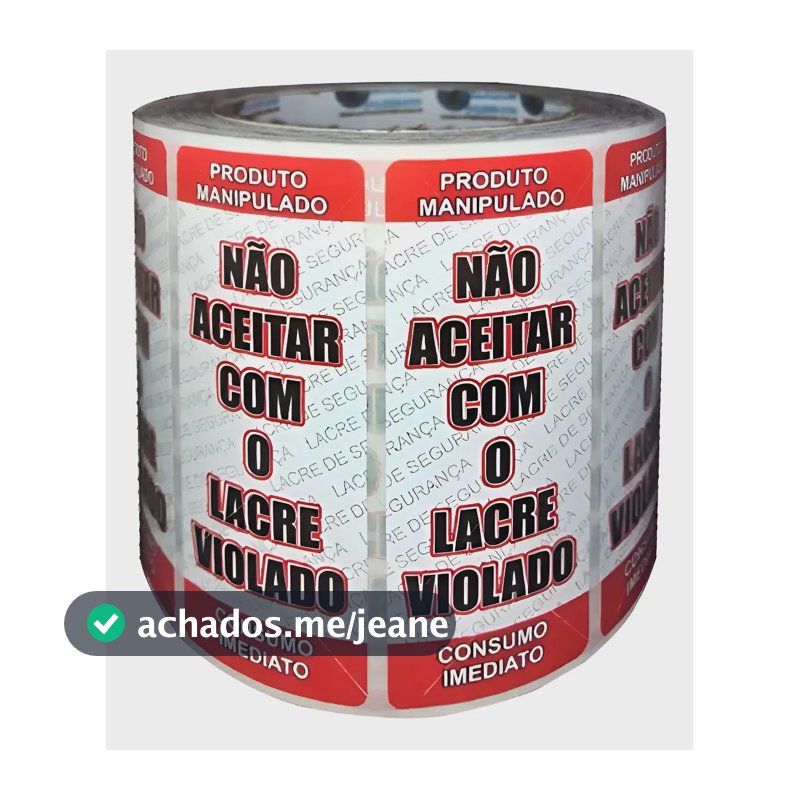 Etiqueta Lacre Segurança P/ Delivery Alimentos 1000 Unidades Vermelho/preto