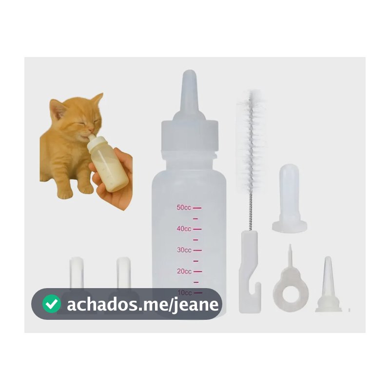 Mamadeira Para Filhotes Cães E Gatos 60ml Kit Com 2 Bicos Branco
