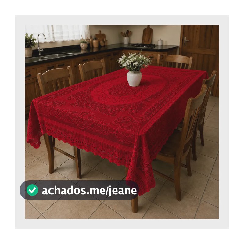 Toalha De Mesa 6 Lugares 1,50x2,30m Renda Colorida Grande Vermelho