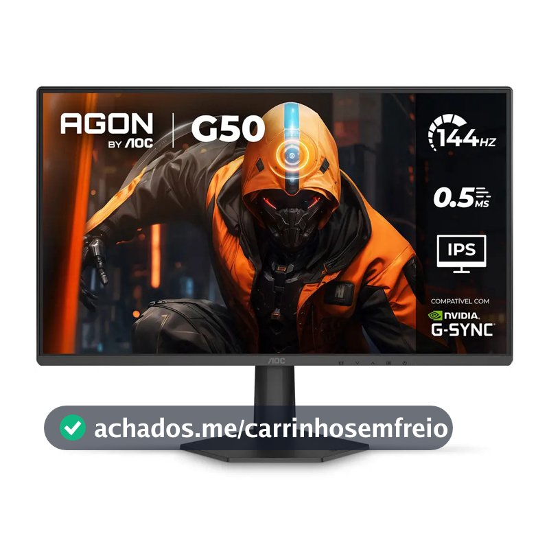 Monitor Gamer AOC AGON G50 24" 144Hz 0,5ms IPS HDR10 G-SYNC 24G50F Preto