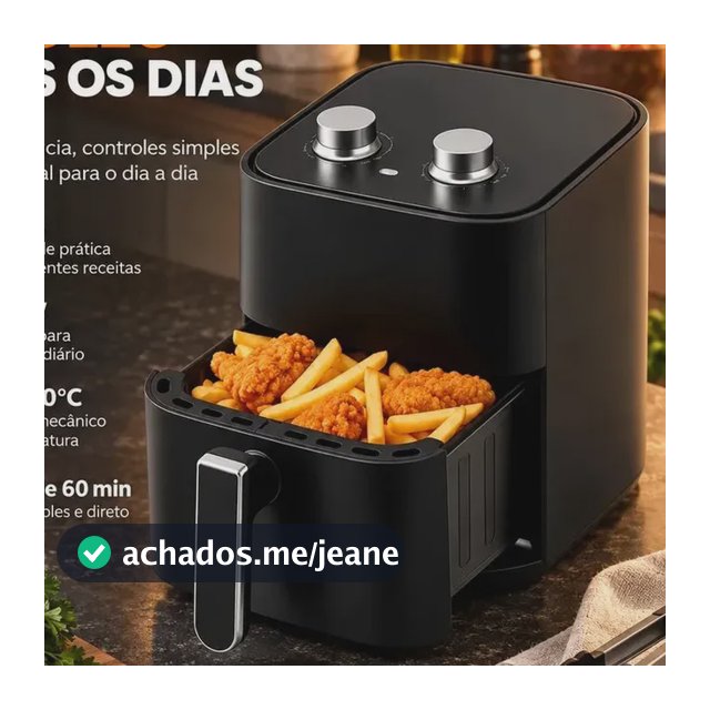Fritadeira Air Fryer 3,4L Sem Óleo 1200W Antiaderente Elétrica Compacta e Prática para Cozinha Temperatura Ajustável Viacruz
