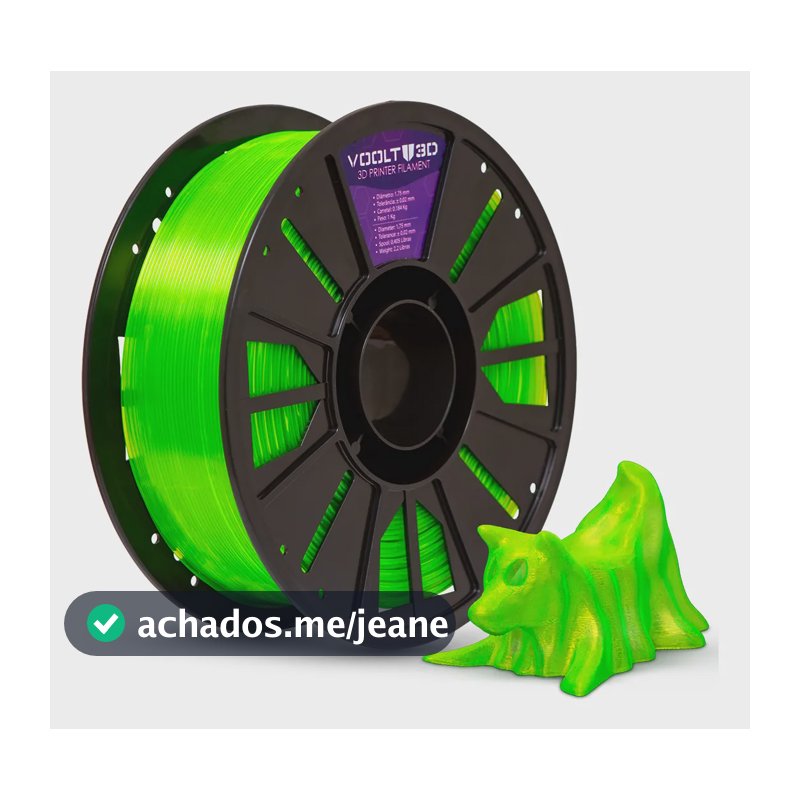 Filamento Petg Premium Translúcido 1kg - Voolt3d Peças 3d Verde Neon Translúcido