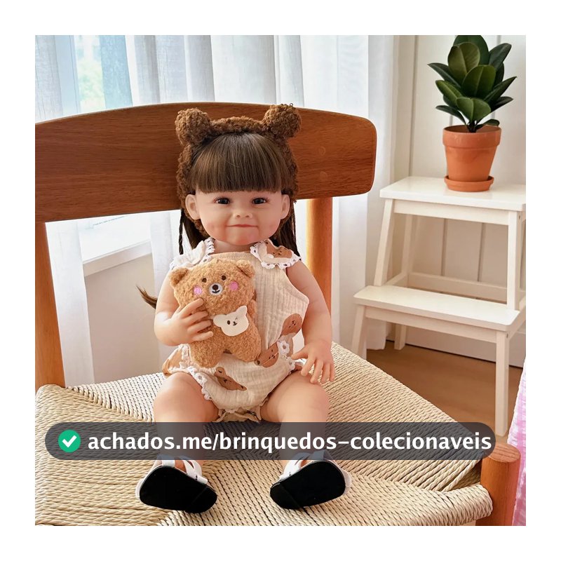 Brastoy Bebê Reborn Boneca Menina 48cm Totalmente Lavável Cabelo Longo Realista Com Kit Completo De Acessórios