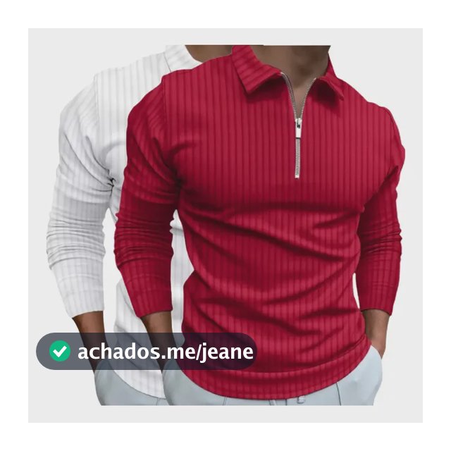 Kit 2 Camisas Polo Manga Longa Blusa Masculina Zíper