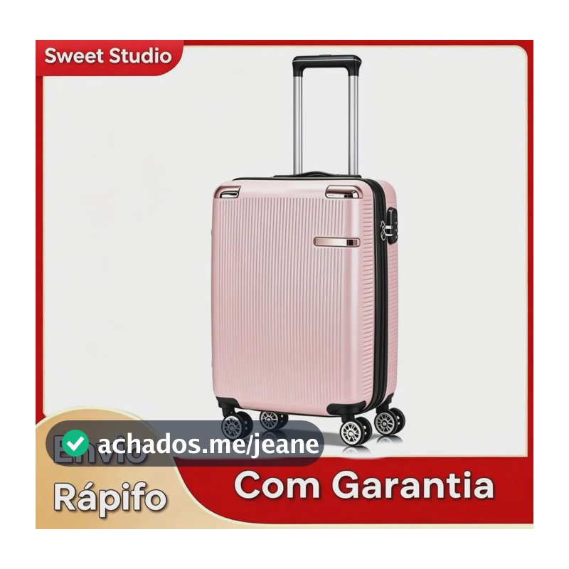 Mala de Viagem de Bordo ABS Sweet Studio com Rodas Duplas 360° para Cabine – Rosa
