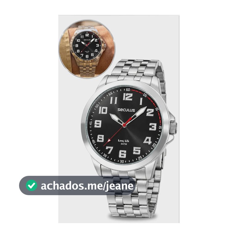 Relógio Seculus Masculino Prata Analógico Long Life Aço Inoxidável Prova D'água Fundo Preto Casual Esportivo Original