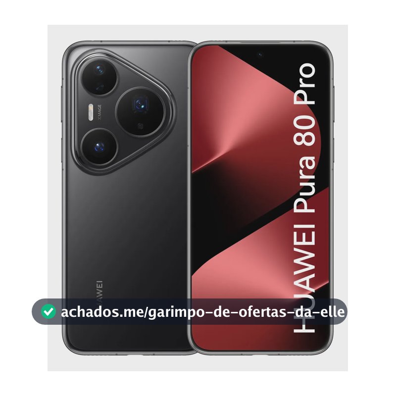 Smartphone HUAWEI Pura 80 Pro 12GB+512GB Câmera Ultra-iluminação de 1 Polegada Câmera Teleobjetiva Macro Ultra-iluminação Cancelamento de Ruído por IA 5.17 Ah Dual SuperCharge Celular Preto