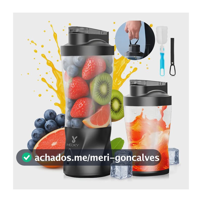 Liquidificador Portátil MEOKY 700mL para Gelo e Sucos com USB