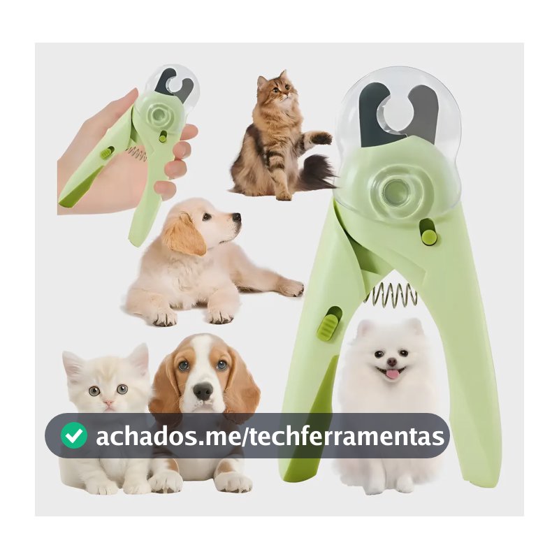 Cortador Unha Pet Cães E Gatos Com Luz Alicate Para Cachorro Verde/branco Pequenas E Médias