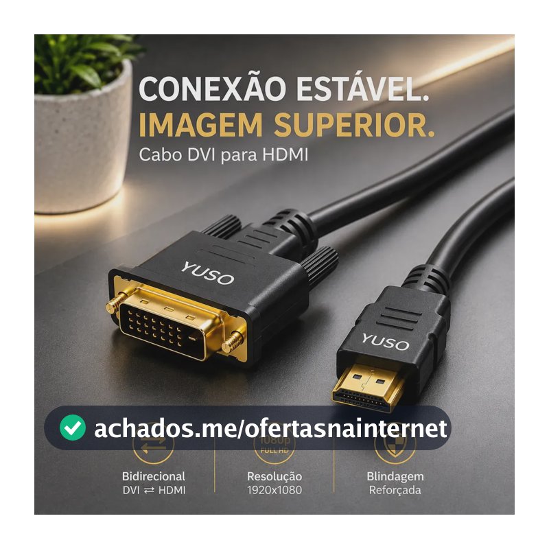 Cabo Hdmi Para Dvi 1,8 Metros 24+1 Bidirecional Full Hd Banhado A Ouro Blindado Dual Link Monitor Notebook Pc Tv Games Hdmi Macho X Dvi Macho - Yuso