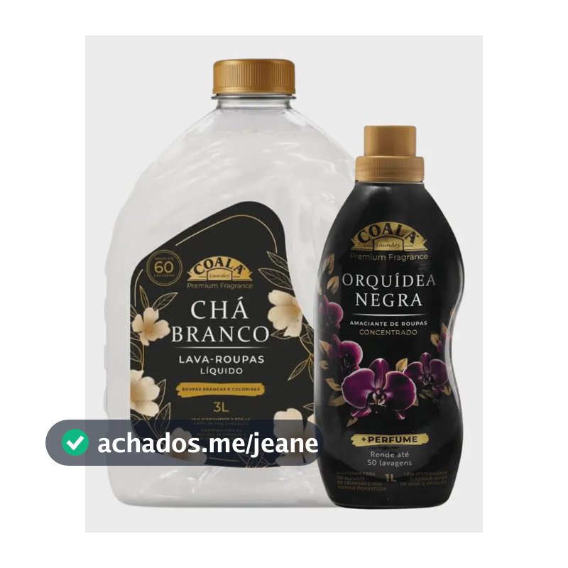 Kit Coala Laundry Lava Roupas Chá Branco 3L + Amaciante Concentrado Orquídea Negra 1L