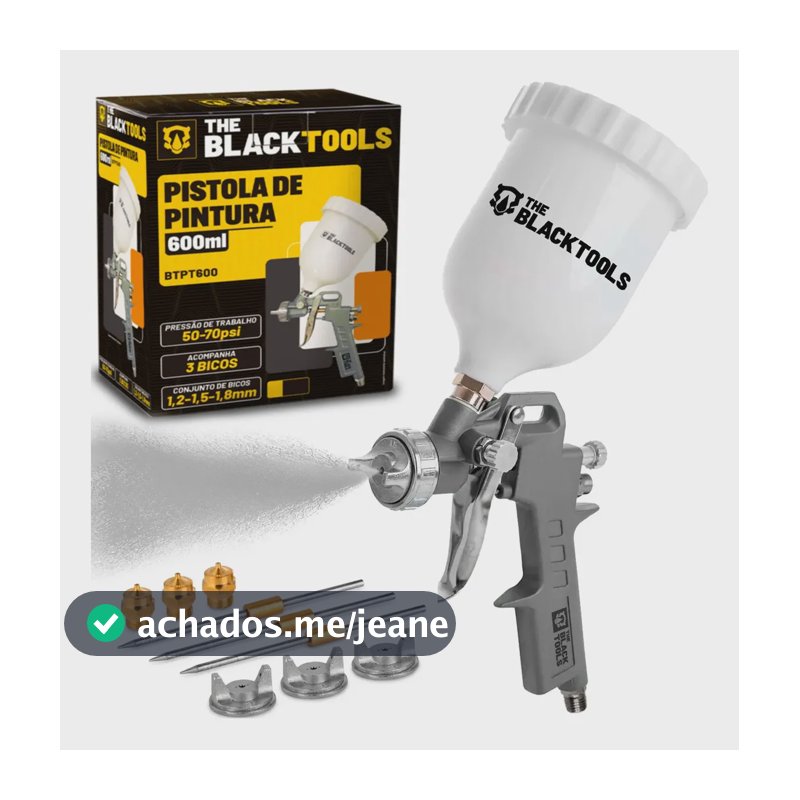 Pistola Pintura Gravidade 600ml + 3 Bicos 1.2 1.5 1.8