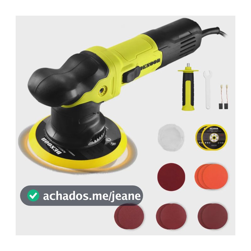Politriz Roto Orbital 1600w Profissional Automotiva Órbita 9mm Disco 150mm Com 6 Velocidades Variáveis Alça Desmontável E Acessórios Desoon