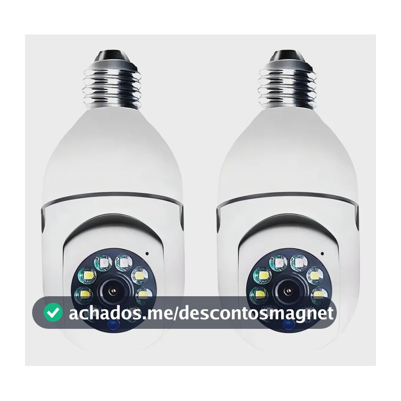 Kit 2 Câmeras Segurança 360º Jortan Wifi IP HD Visão Noturna Lâmpada