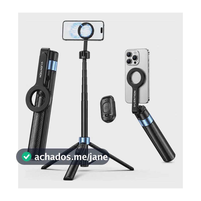 Tripé Magnético Profissional para Celular com Rotação 360°, Controle Bluetooth e 1,25m de Altura