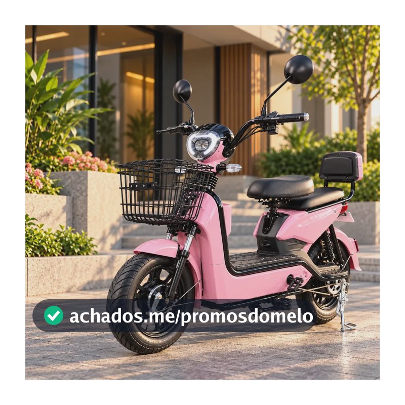 Motocicleta Elétrica Bike Scooter Sem Cnh 800w Mobilidade Rosa
